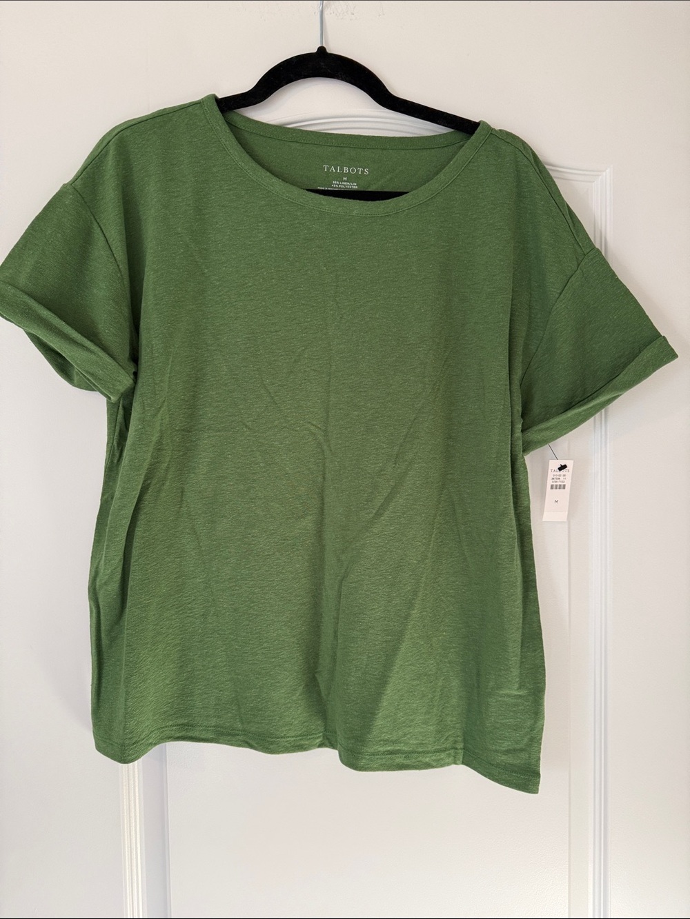 Talbots Olive Short Sleeve Boxy Crewneck Tee